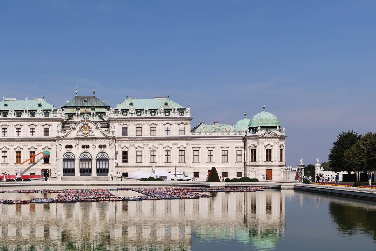 The Upper Belvedere Palace in Vienna — a Baroque summer residence built 1717–1723 for Prince Eugene of Savoy, now home to Gustav Klimt's The Kiss and the world's largest Klimt collection.
